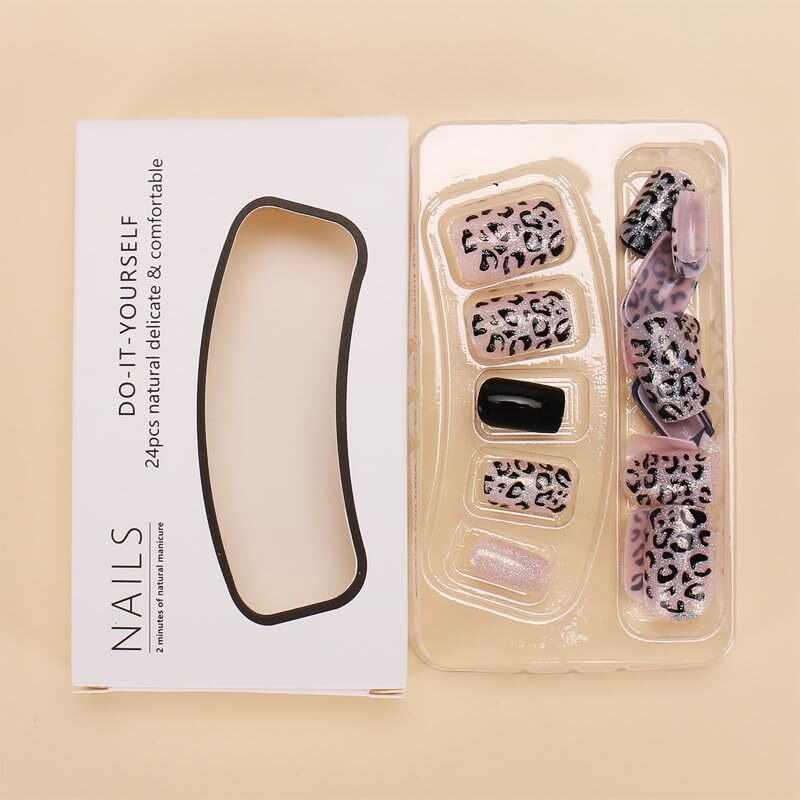 Square Press on Nails Medium Square Fake Nails 1 Fl Oz (Pack of 24) Style-6