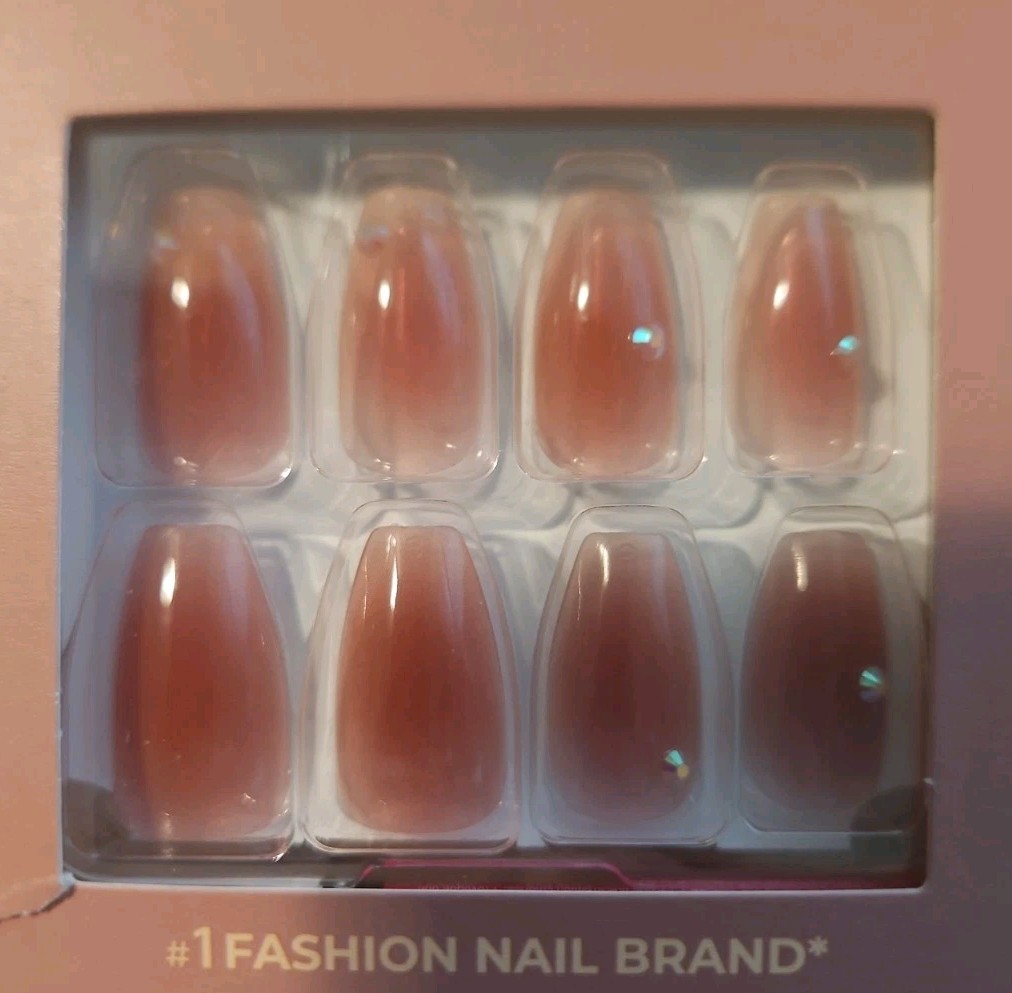 KISS Bare But Better TruNude Pink Medium Coffin Jewel Press-On Nails 30 Glue