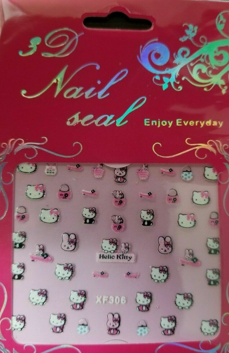 Hello Kitty 3D Glitter Nail Art Sticker Decal USA Seller Free Fast Shipping