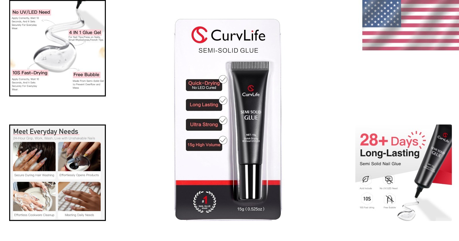 Water-Resistant Nail Glue 15g – Quick Application for Press-On & Acrylic Nails