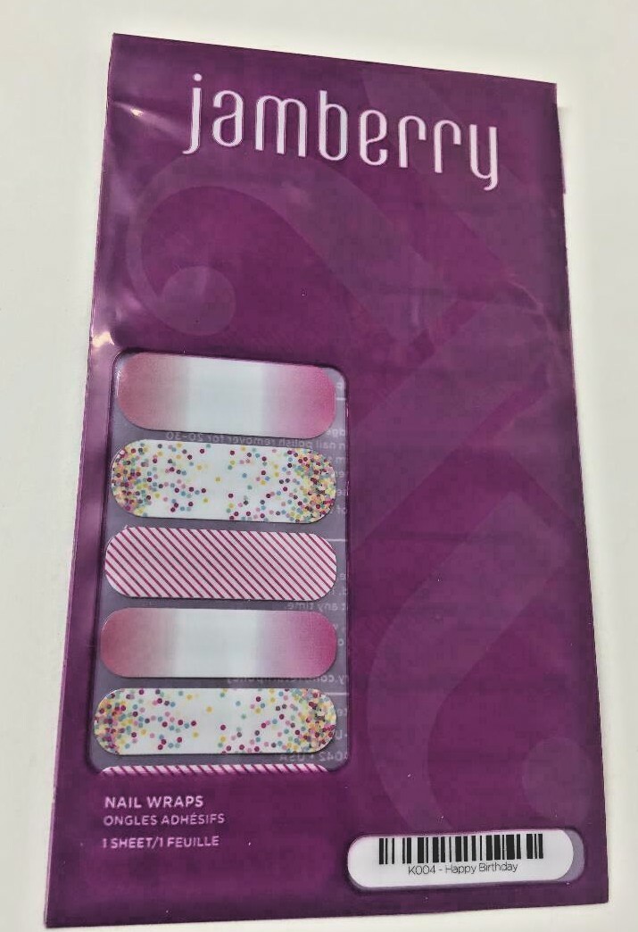 Jamberry~”Happy Birthday”~Nail Wraps~Full Sheet~(K004)~Consultant Exclusive~NIP