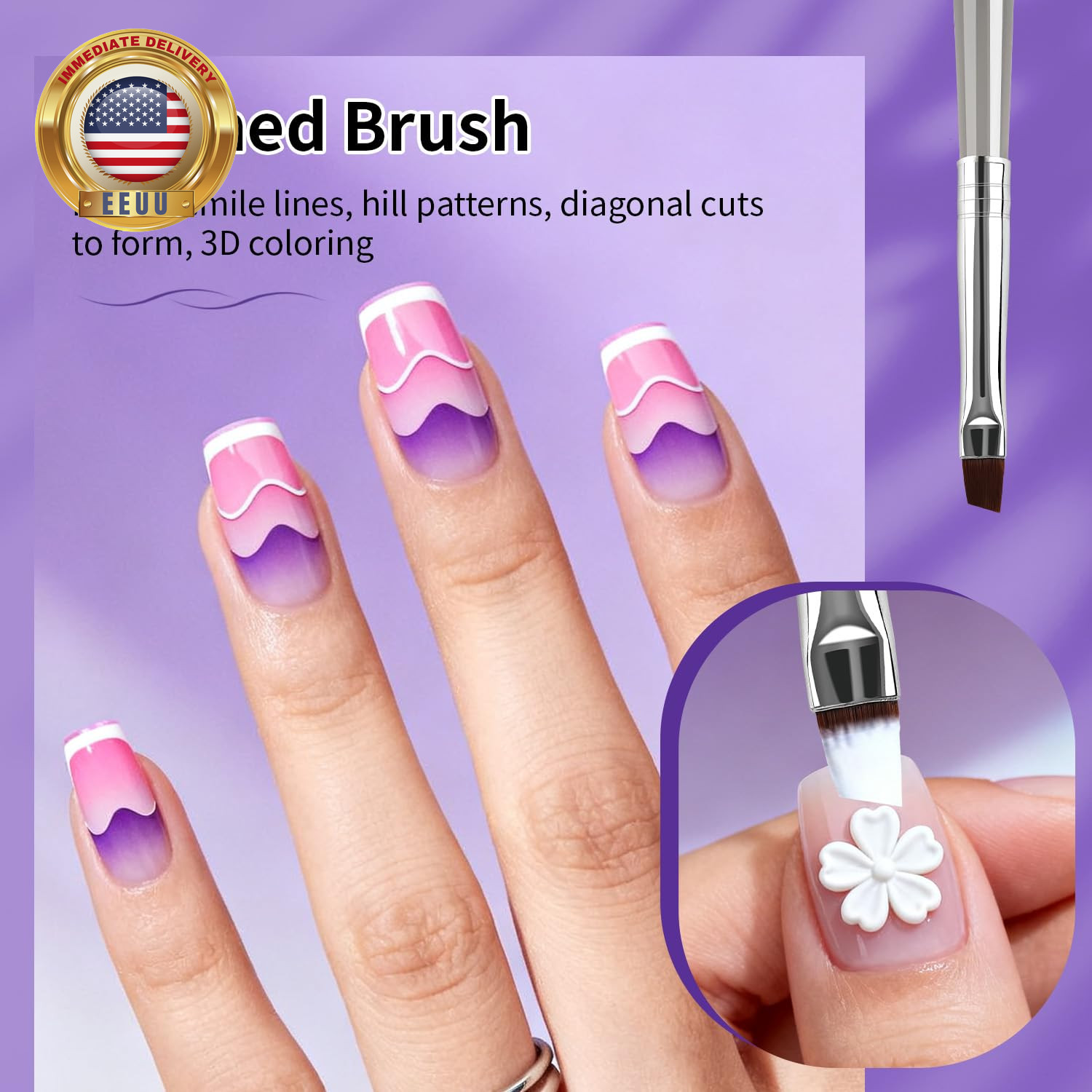6Packs Nail Art Brushes,Nail Art Tool Set,Dotting Tools,Dust Brush,Striping Brus