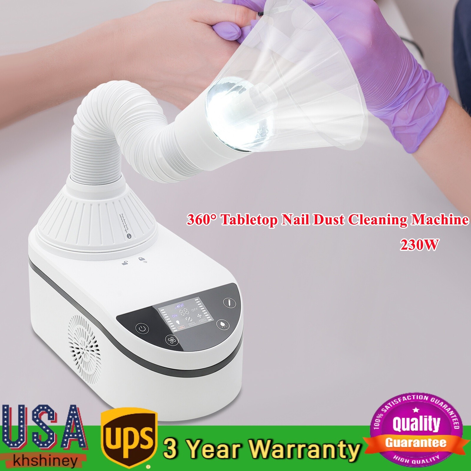 4500rpm Tabletop Nail Manicure Dust Cleaning White Nail Dust Collecting Machine