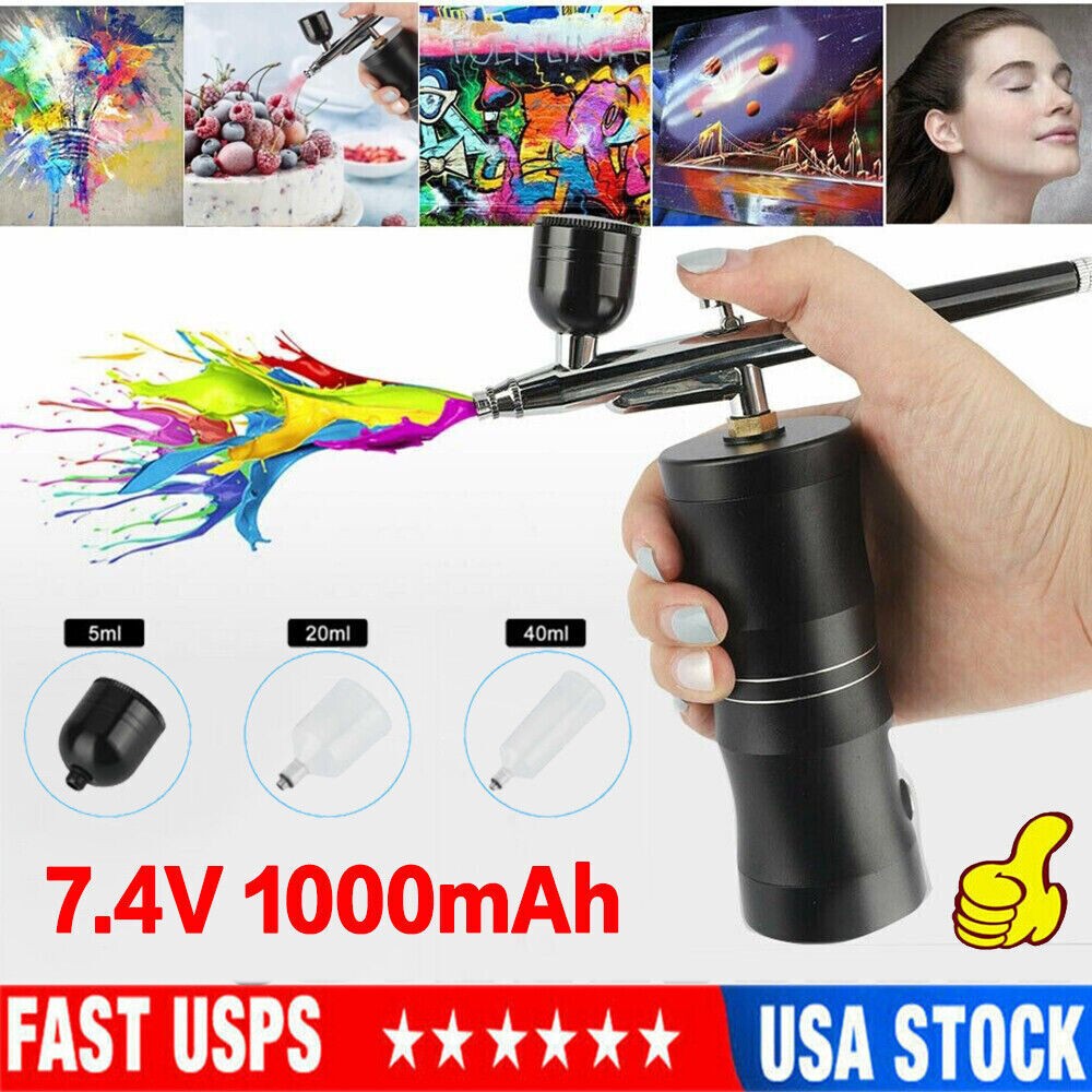 Portable Air Compressor Airbrush Spray Gun for Nail Art Tattoo Painting US Plug