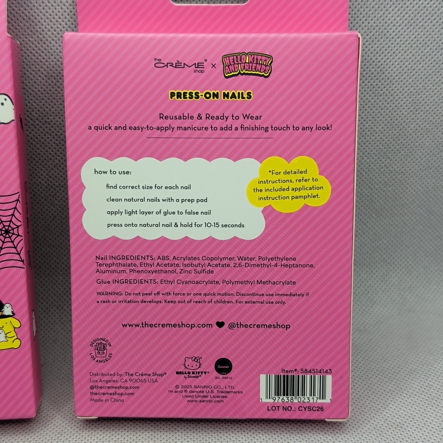 (2) The Crème Shop x Hello Kitty Halloween Press-On Nails Reusable Almond Medium