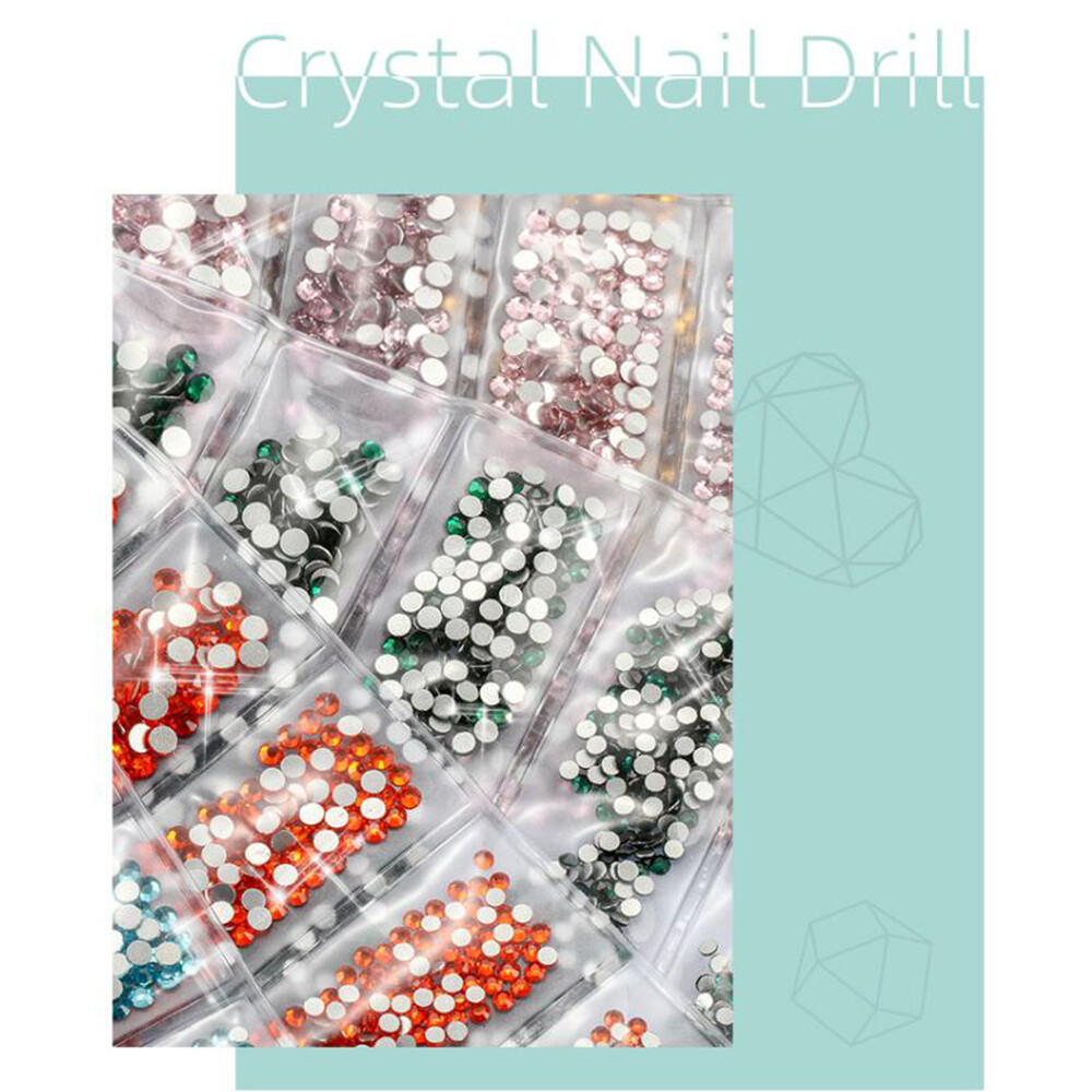1728 Pcs Nail Art Rhinestone Glitter Gems 3D Tips DIY Decoration Fashion