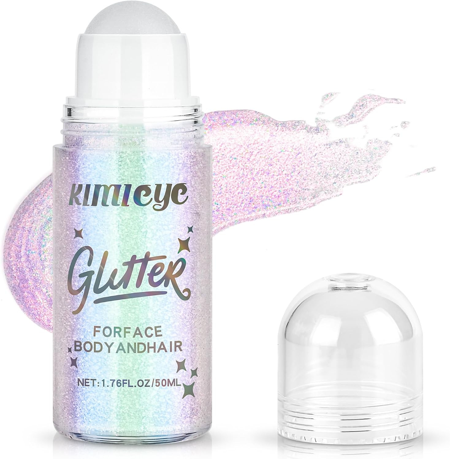Roll-On Face Body Glitter Gel for Mardi Gras Rave Makeup, 1.69 Oz | Gold Green P