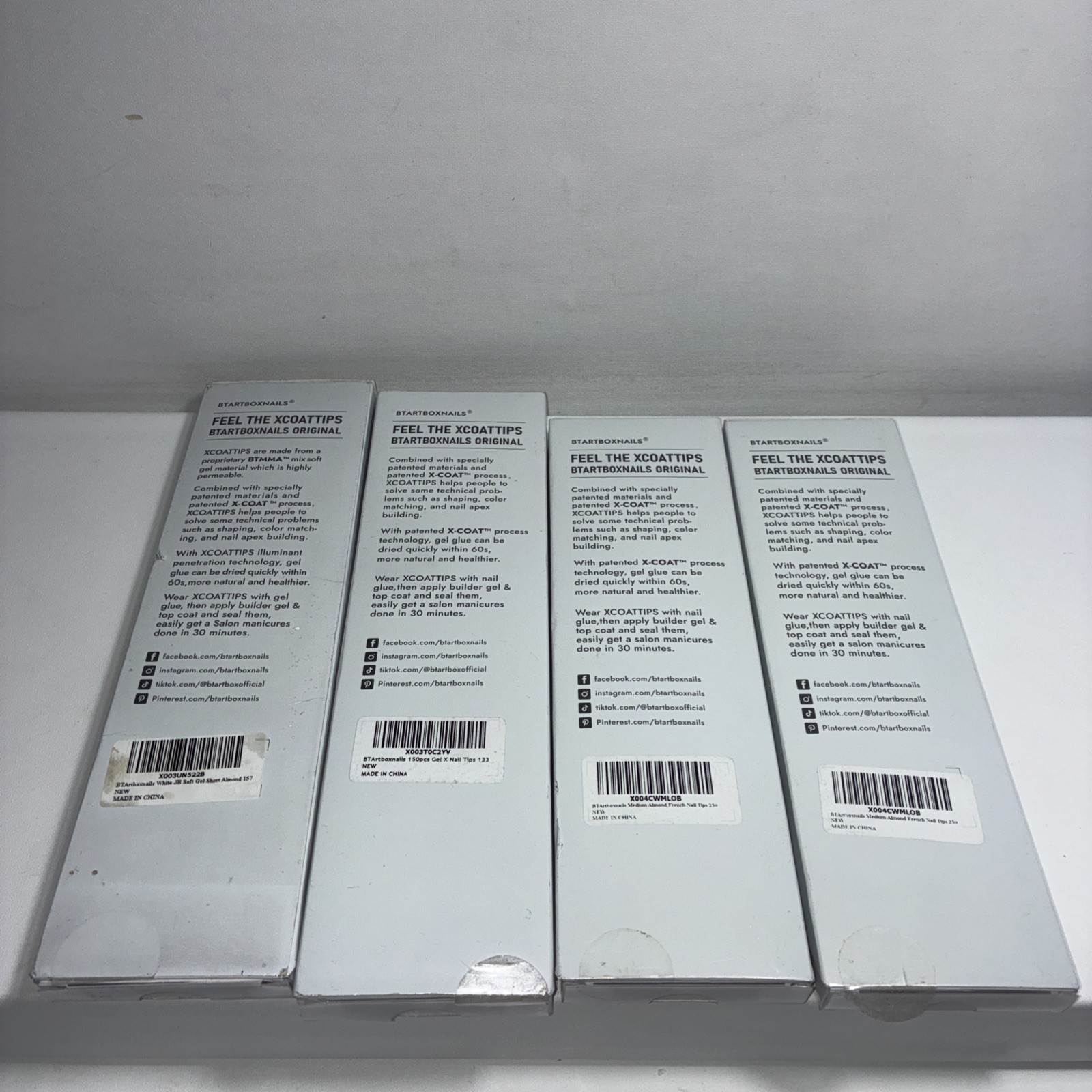 4 New BTARTBOX Short & Medium Almond X Coat Press On Nails Damaged Boxes