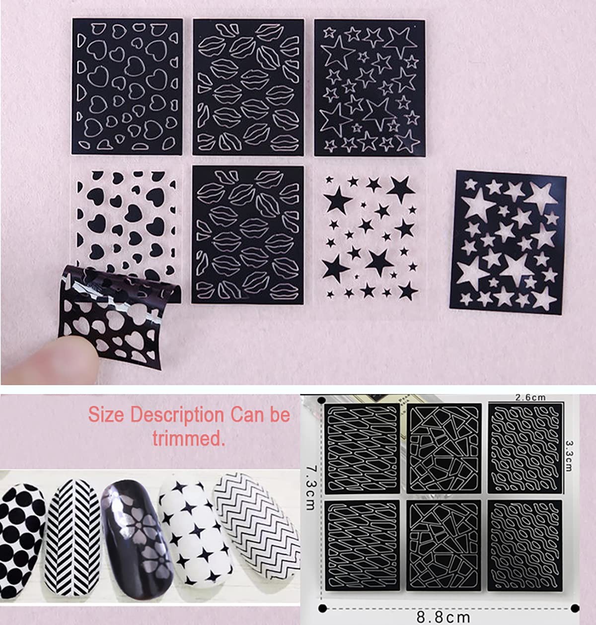 144Pcs Nail Vinyls Nail Art Stencil Sticker Set, 72 Designs of French Nail Ai…
