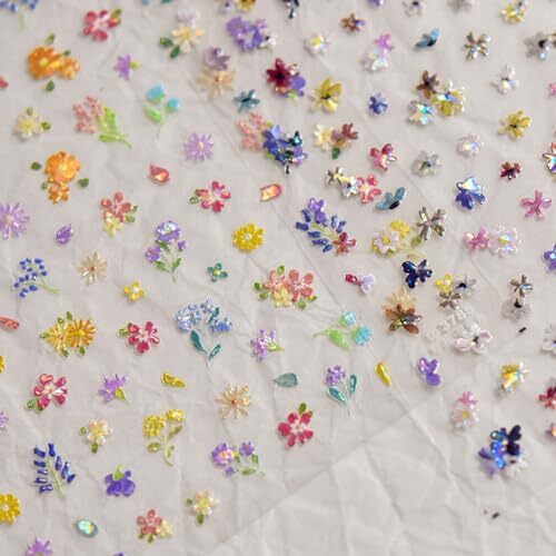2 Sheets Flower Nail Art Stickers 5D Embossed Nail Decals style-cute flower