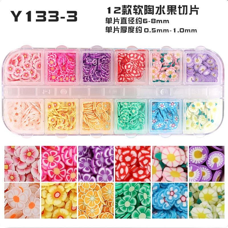 12 Grids Mixed Fruit Polymer Clay Slices,Nail Art Embellishments for DIY