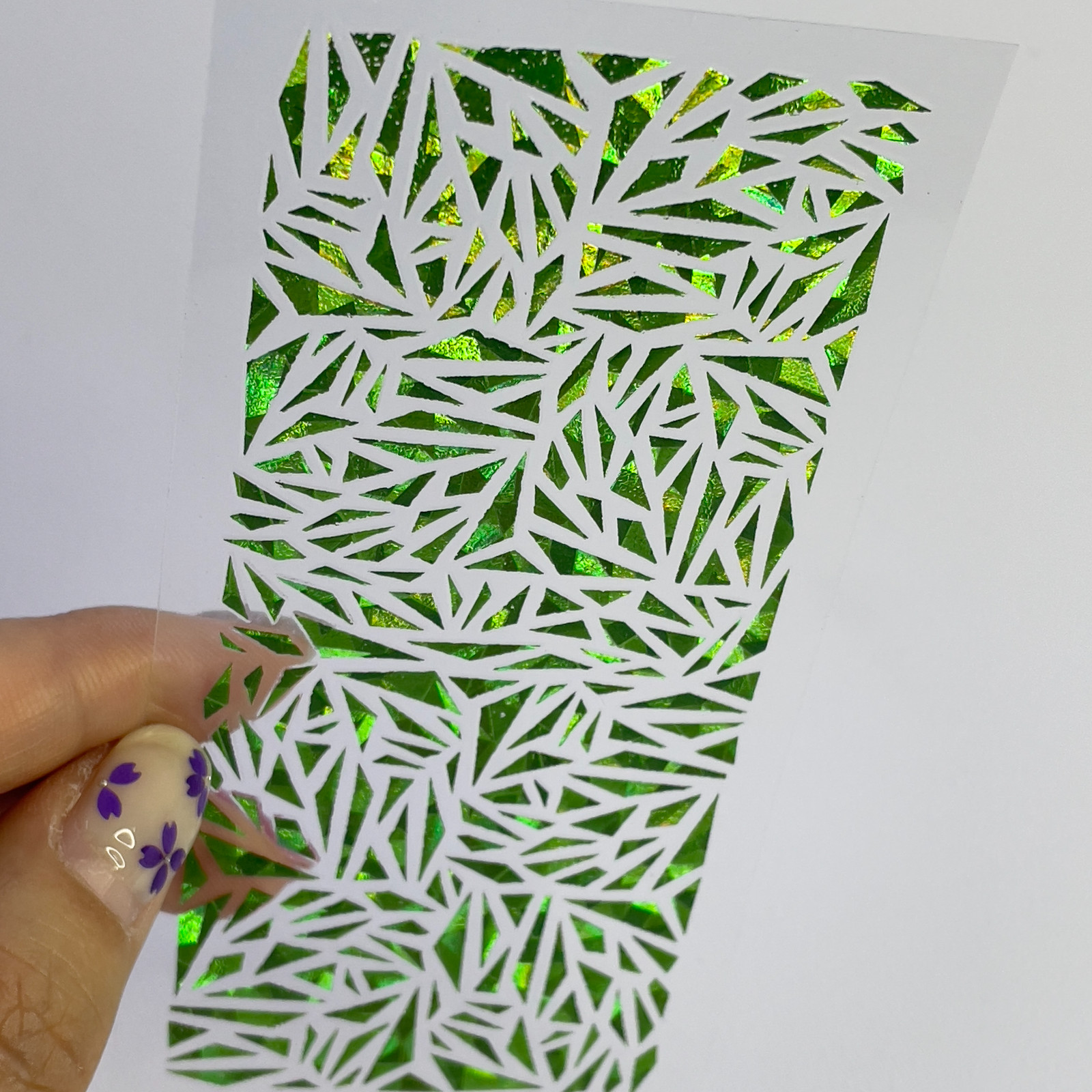 Emerald Green Glass Nail Foils DIY Holographic Stickers Made in Korea K-Beauty