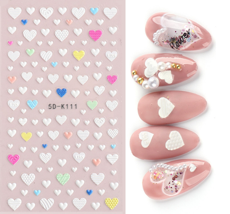 5D Embossed Nail Stickers Galaxies Star Moon Heart Engraved Adhesive DIY NS17