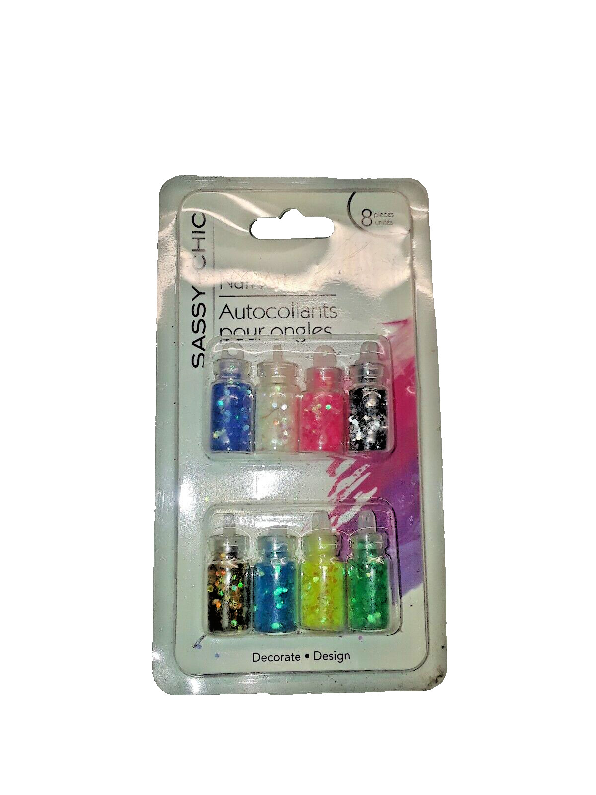 Sassy + Chic Nail Art 8 Mini Bottles. Decorate Design. New