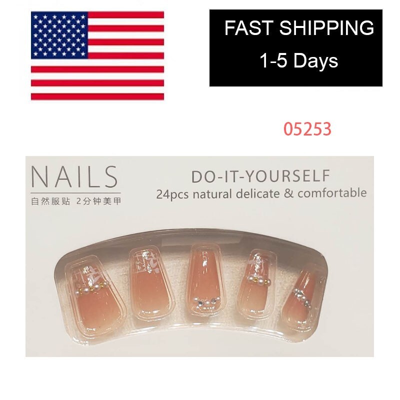 24 pcs Press On beauty False Nails EASY USE WITH TOOL Gel patch for nail