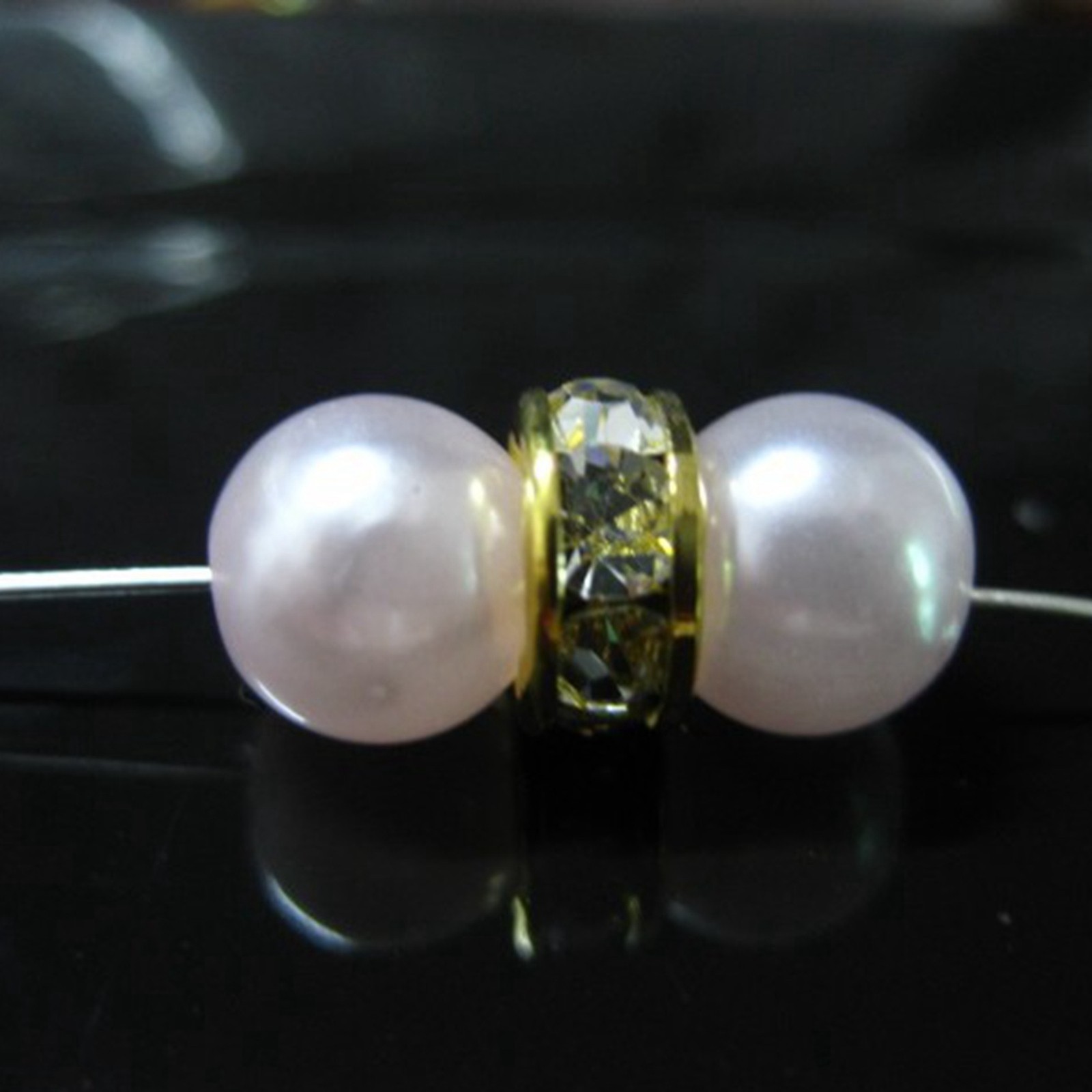 100 Golden Clear Crystal Rhinestone Rondelle Spacers Beads 6mm 8mm 10mm