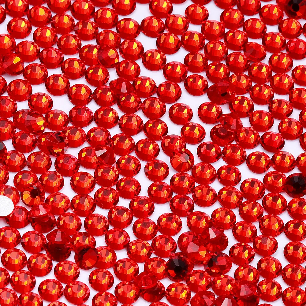 Siam Glass Flatback Rhinestone Glitter Red Glue On Crystal Diamond for Nail Art