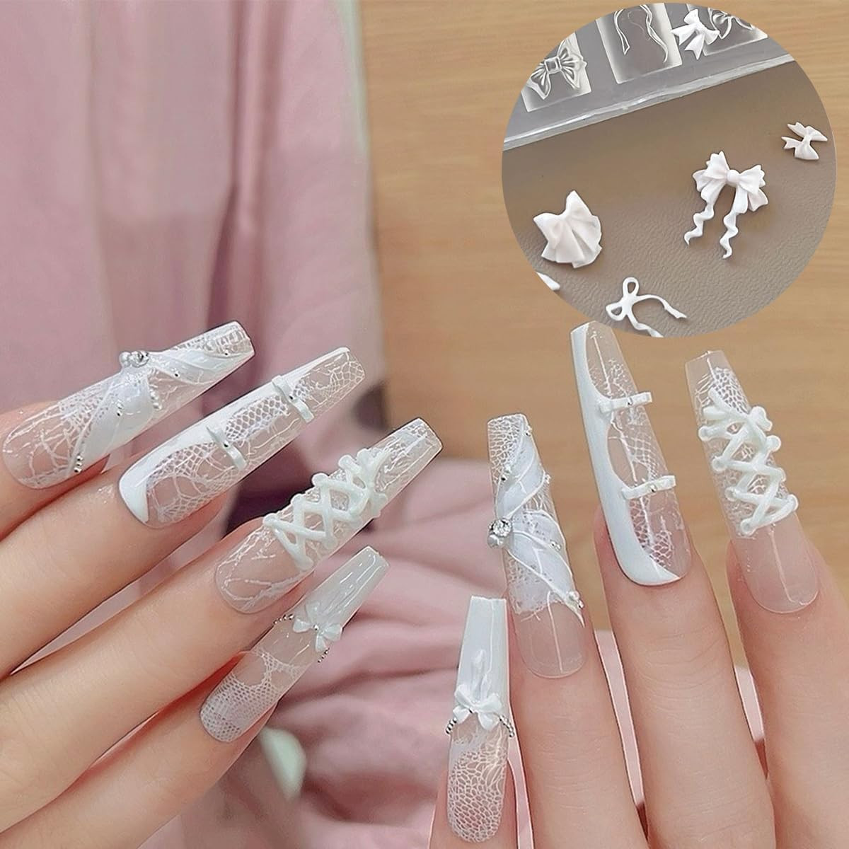 2 PCS Bow Silicone Nail Art Molds 3D Bow Silicone Nail Molds Carving Template St