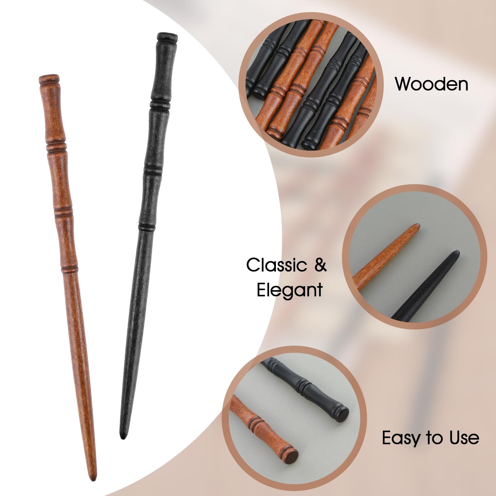 Gjinxi Wooden Sticks Hair Chopstick 8PCs,Bamboo 1 Count (Pack of 8), Brown