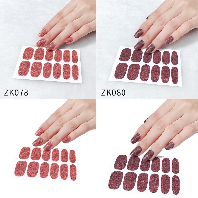 Glitter Full Wraps Nail Stickers Nail Polish Sticker Glitter Self-Adhesive
