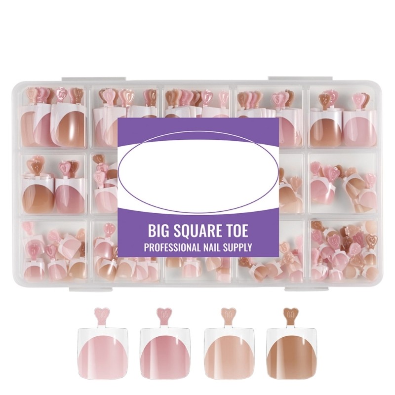 160pcs/128pcs Thin Fake Toe Nail Natural Look Light ABS Press on Toenails