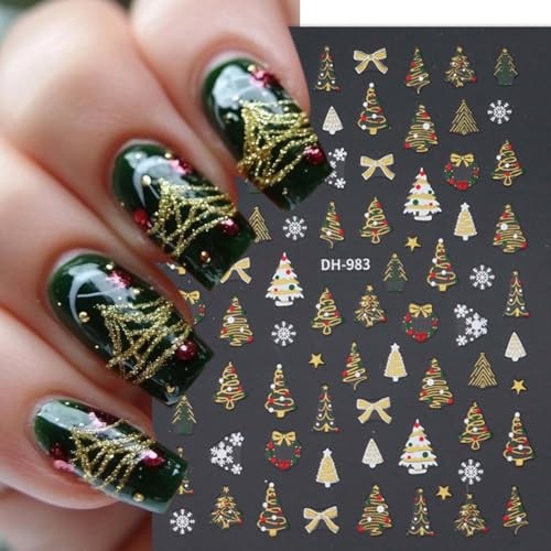 5 Sheets Christmas Nail Stickers 3D Christmas Nail Art Stickers christmas 17