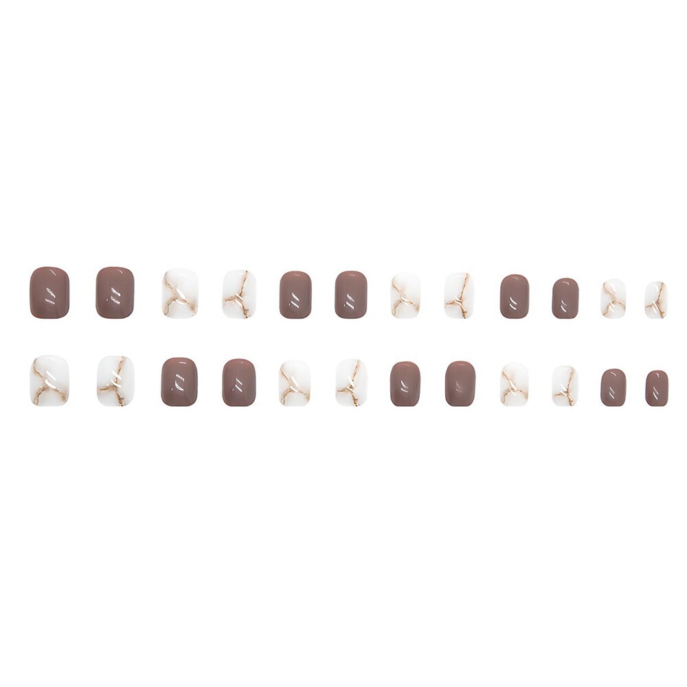 Short Minimal Marble Dyed Elegant Nail Patch Set (Glue-Style)