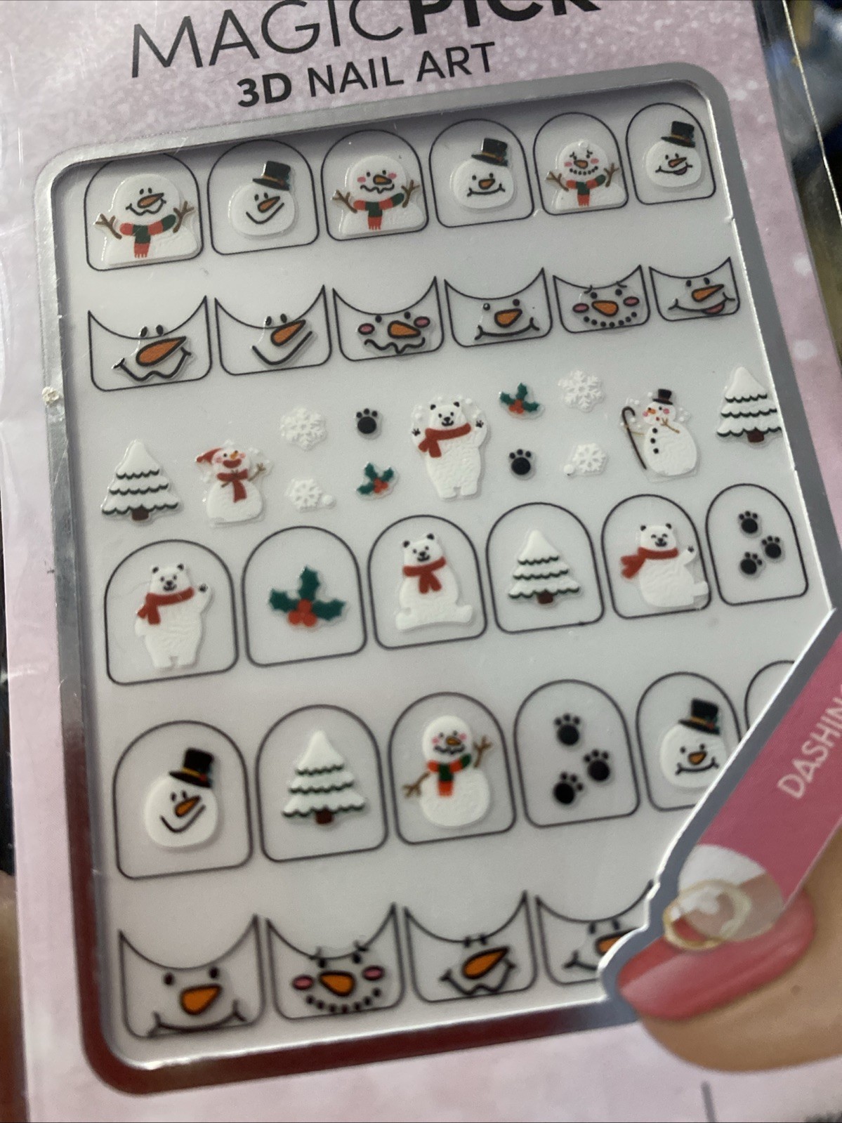 DASHING DIVA WINTER DESIGN MAGICPICK 3D 30+ NAIL STICKERS SNOW GLOBE NEW