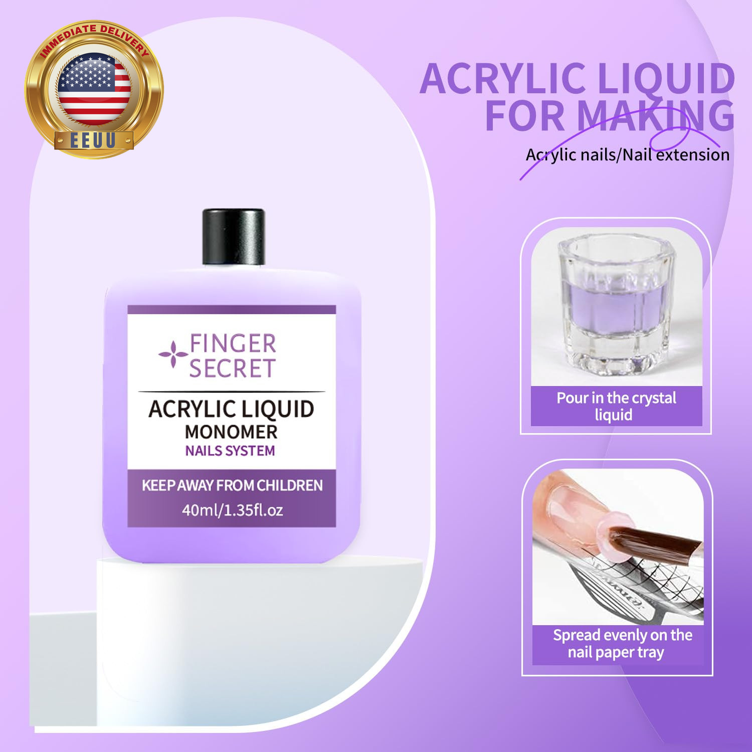 Arcylic Liquid Monomer 120Ml for Acrylic Nail Kit, Liquid Acrylic for Nails,Mono