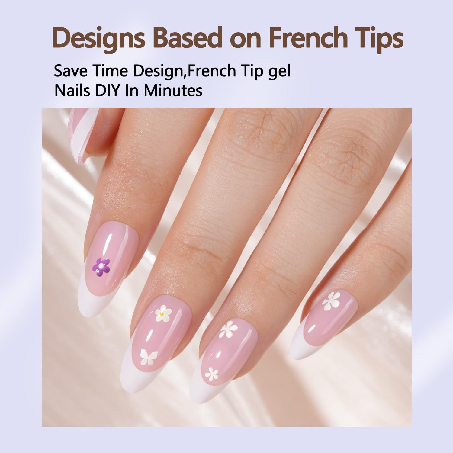 Misssix French Gel Nail Tips 150Pcs French Tip Press on Nails Medium Almond