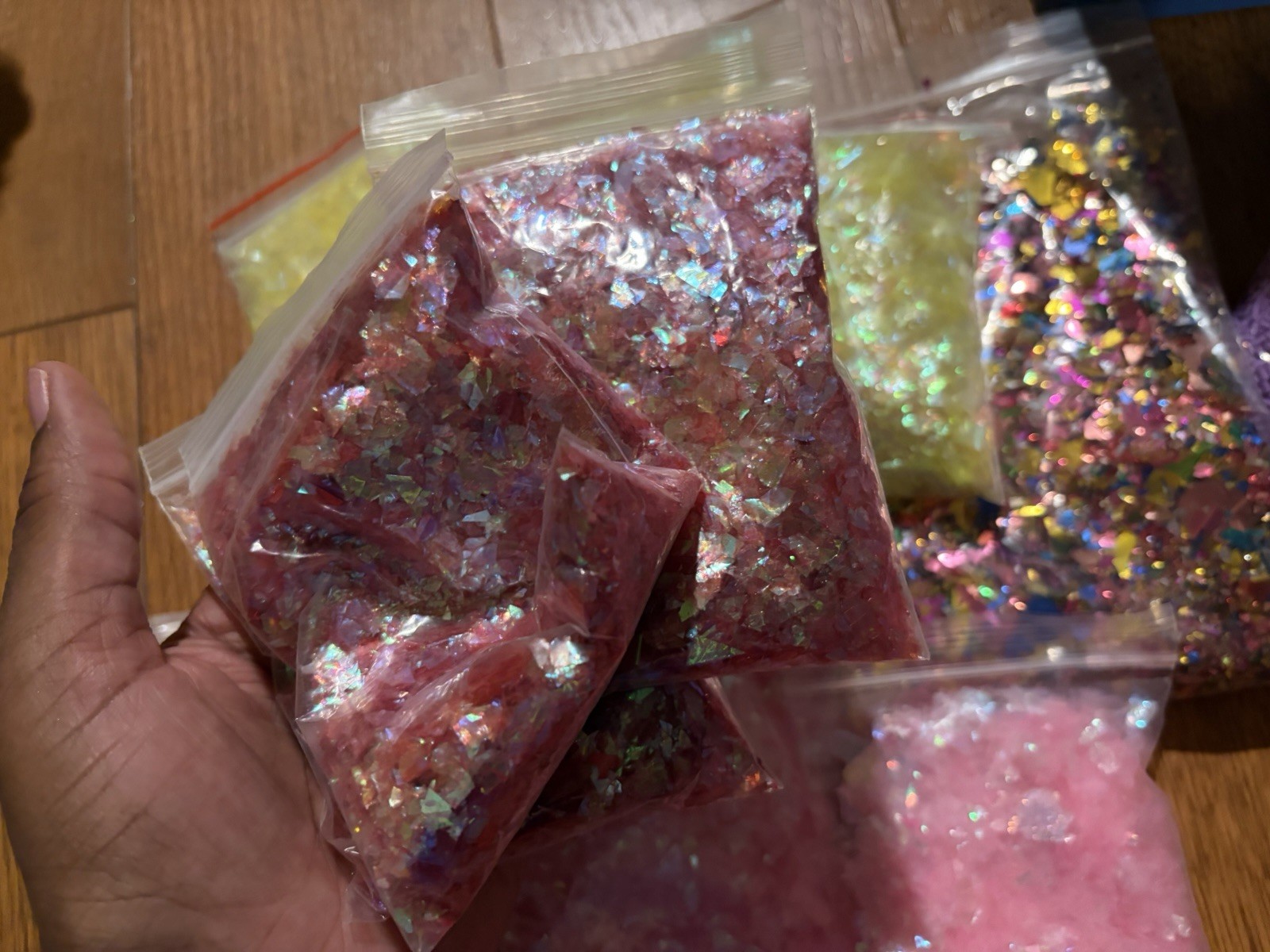 Big IRIDESCENT GLITTER FLAKES Nail Art Resin Craft Mylar Shreds