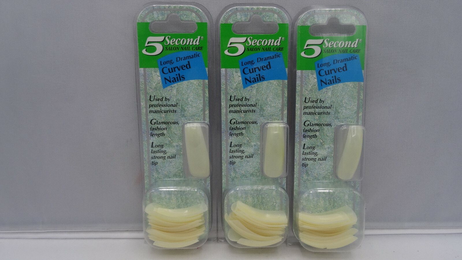 5 Second Salon Nail Care Long Dramatic Curved Nails 20 Per package Lot of 3
