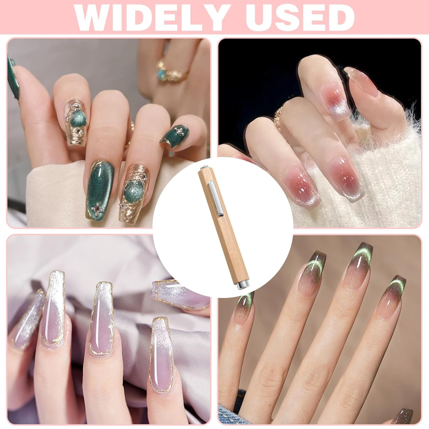 3 in 1 Wooden Handle Nail Magnet Cat Eye Magnet, Versatile Magnet Tool for Nails