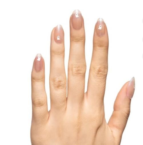 Instant Mani Oval Press-On Nails – 42 Pieces Medium Iridescent Ghosts