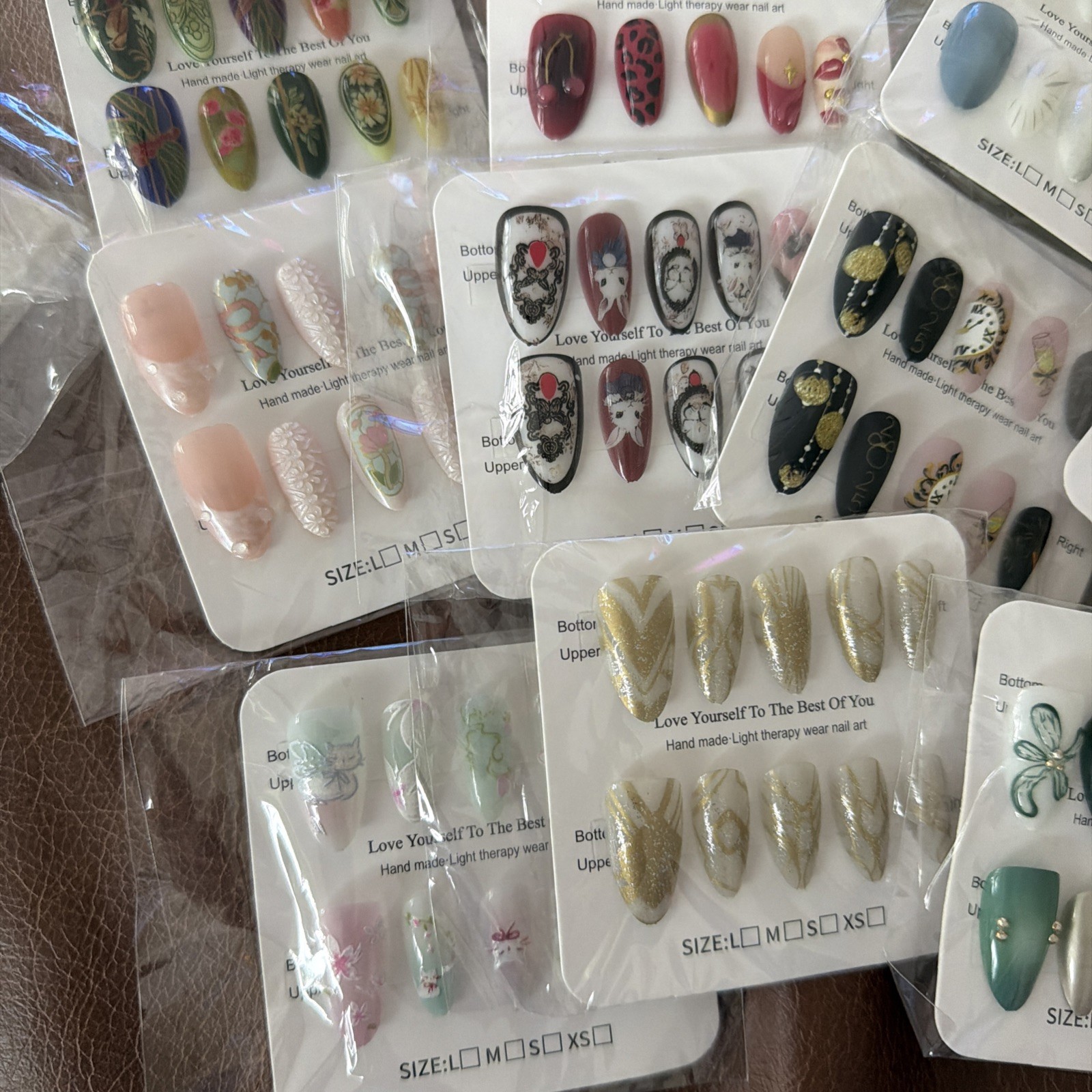 Handmade Press-On Nails Salon Reusable 16 Sets Of 10-Piece Nail Art Bulk Various