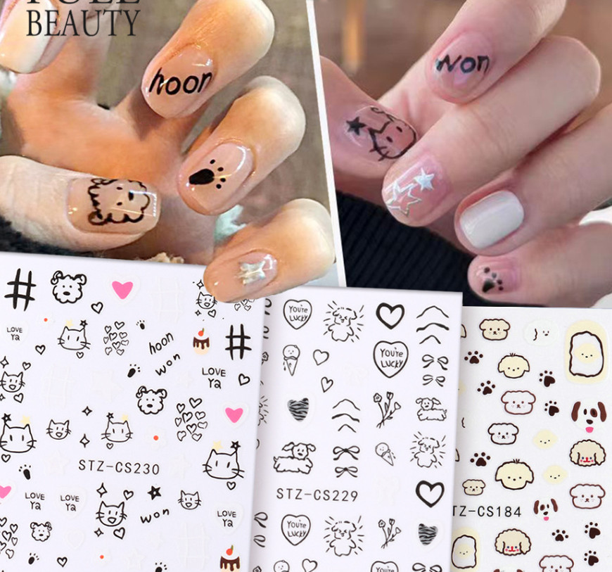 Nail Art Rose Flower Butterfly Hello Kitty Bow Decal Self Adhesive stickers NS50