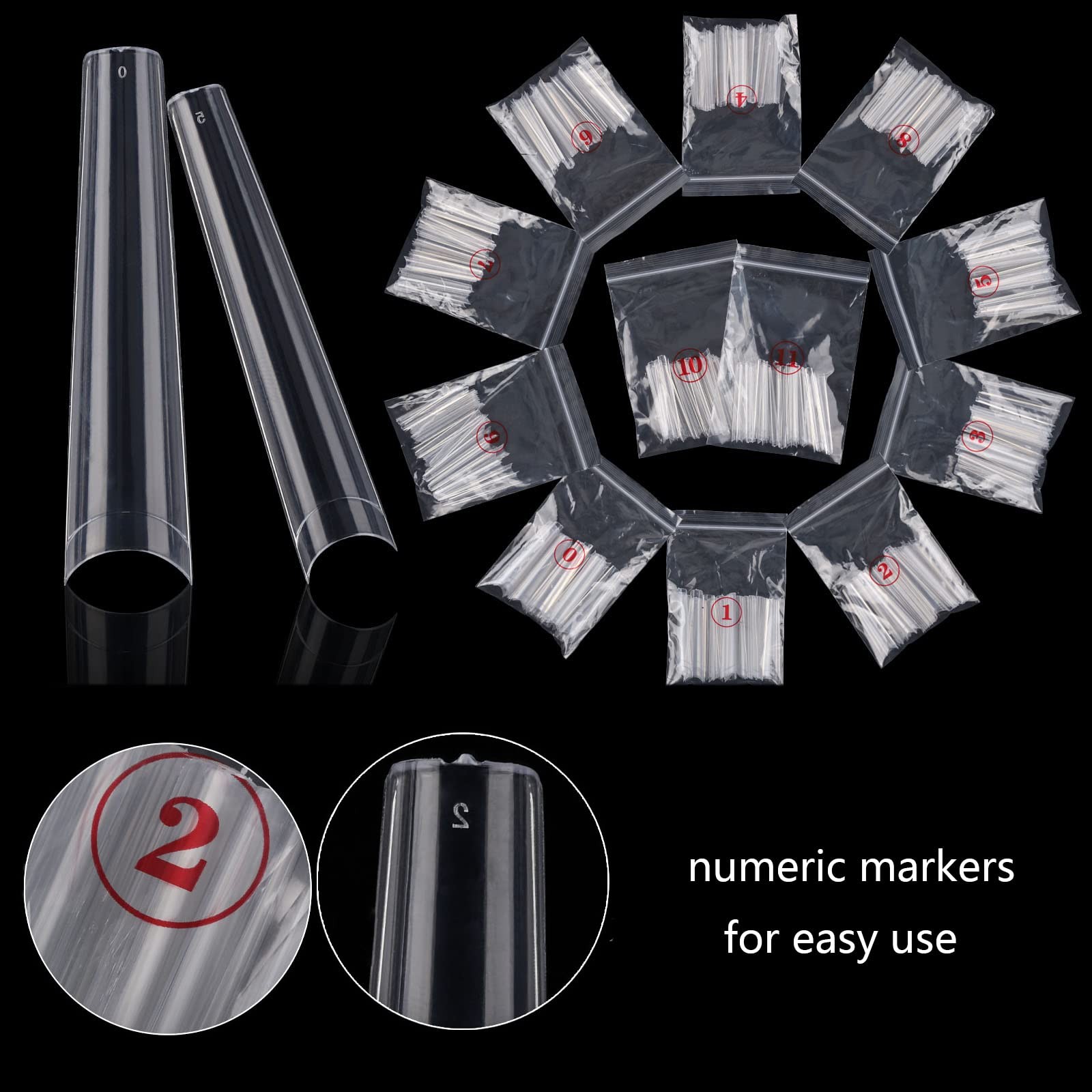 Ohlove 504Pcs Coffin Nail Tips Half Cover 3XL Extra Long Clear Nail Tips for …