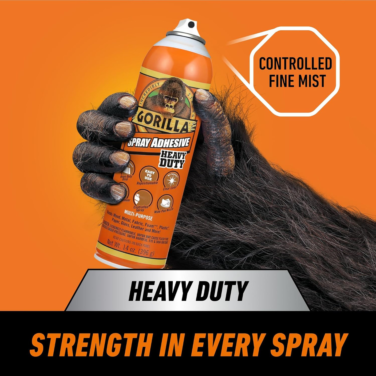 Heavy Duty Spray Adhesive Multi Purpose Repositionable Clear 14 oz Bond Paper