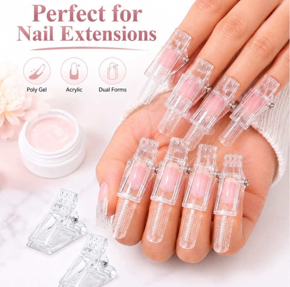 10-Piece Quick Building Nail Tips Clip Set for Poly Builder Gel DIY Extension
