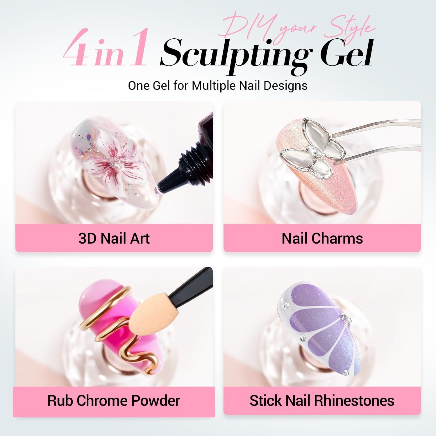 3D Gel Nail Art, Sculpting Gel for Nail Art, Molding, Carving and Drawing, Rh…