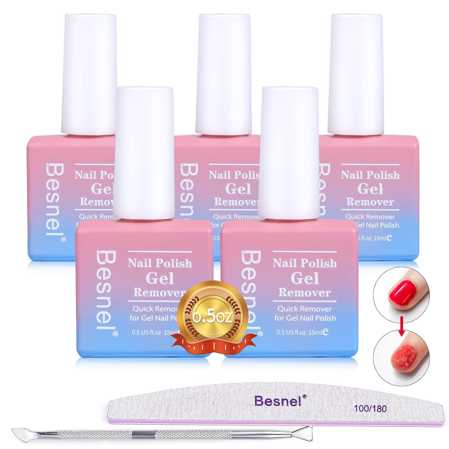 Gel Nail Polish Remover 5 Pack Professional 7 Piece Set