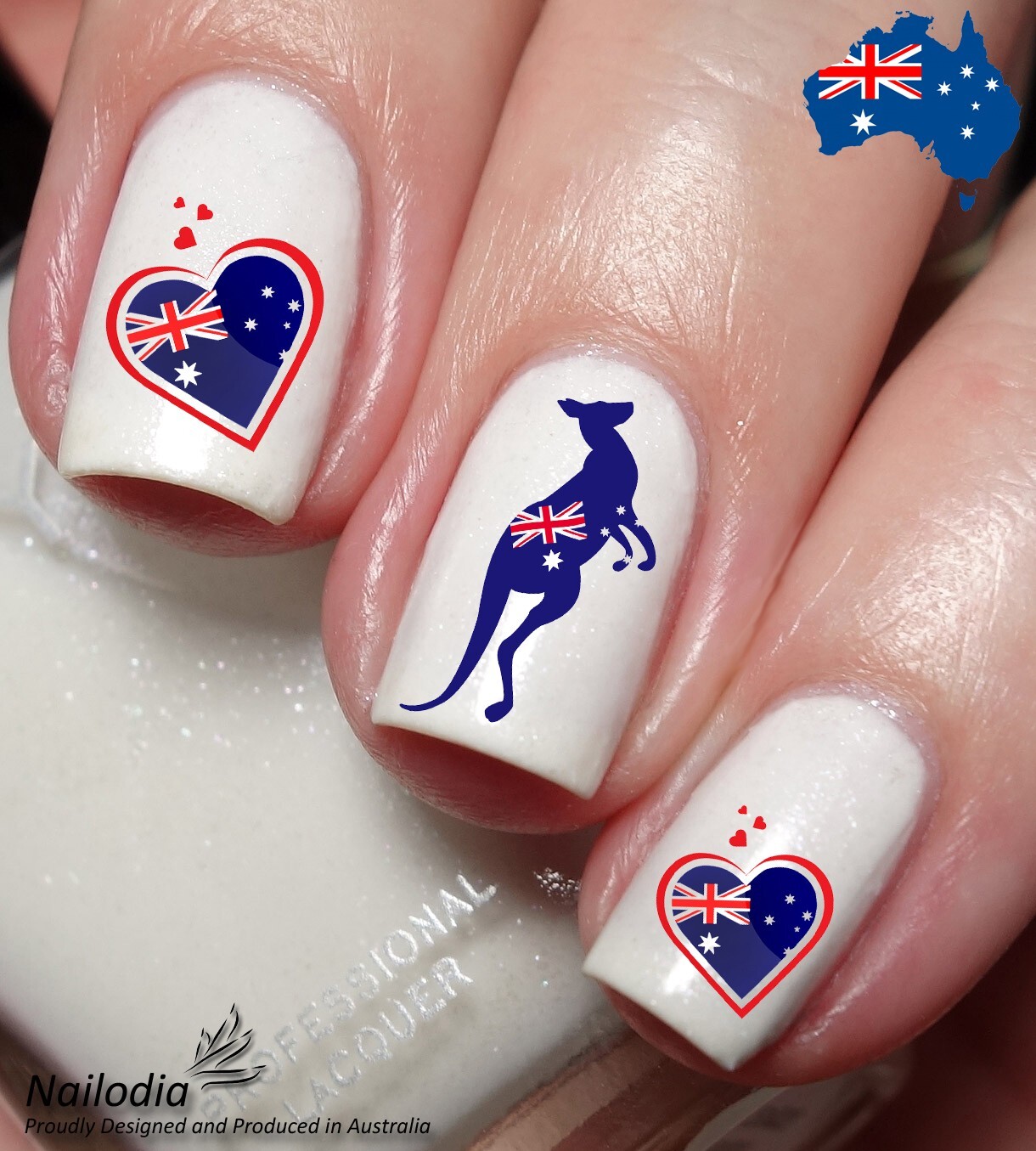 I Love Australia Nail Art Decal Sticker Water Transfer Slider – Aussie Theme