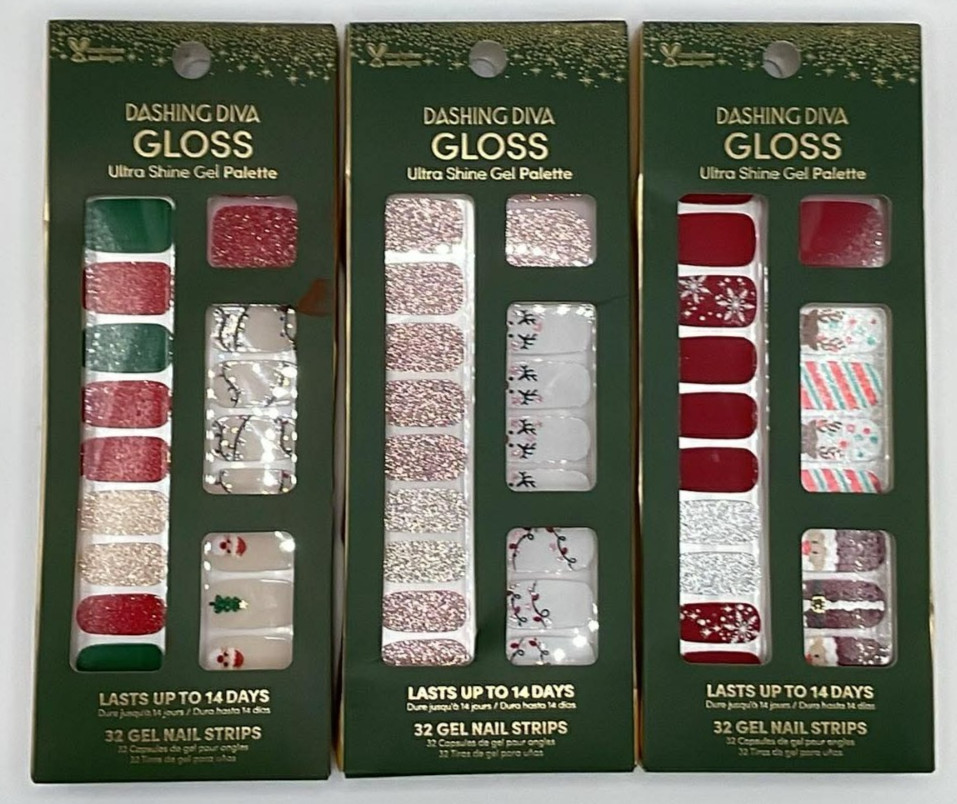 3PC Dashing Diva Gloss Ultra Shine Gel Palette Set ~ 32 Gel Nail Strips EA ~ NEW