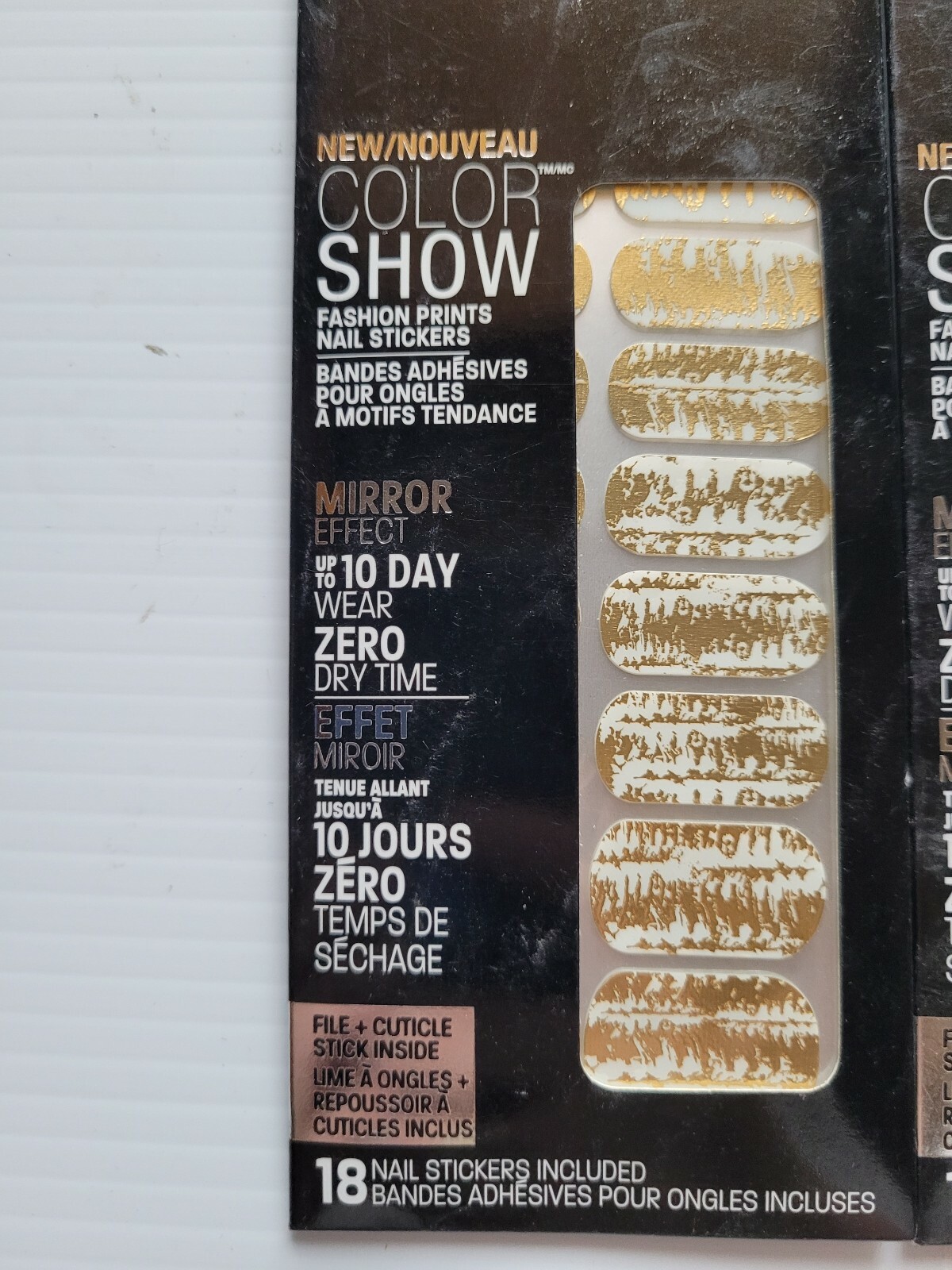 2 x Maybelline Color Show Fashion Print Mirror Effect 18 Nail Stickers Per Pack.