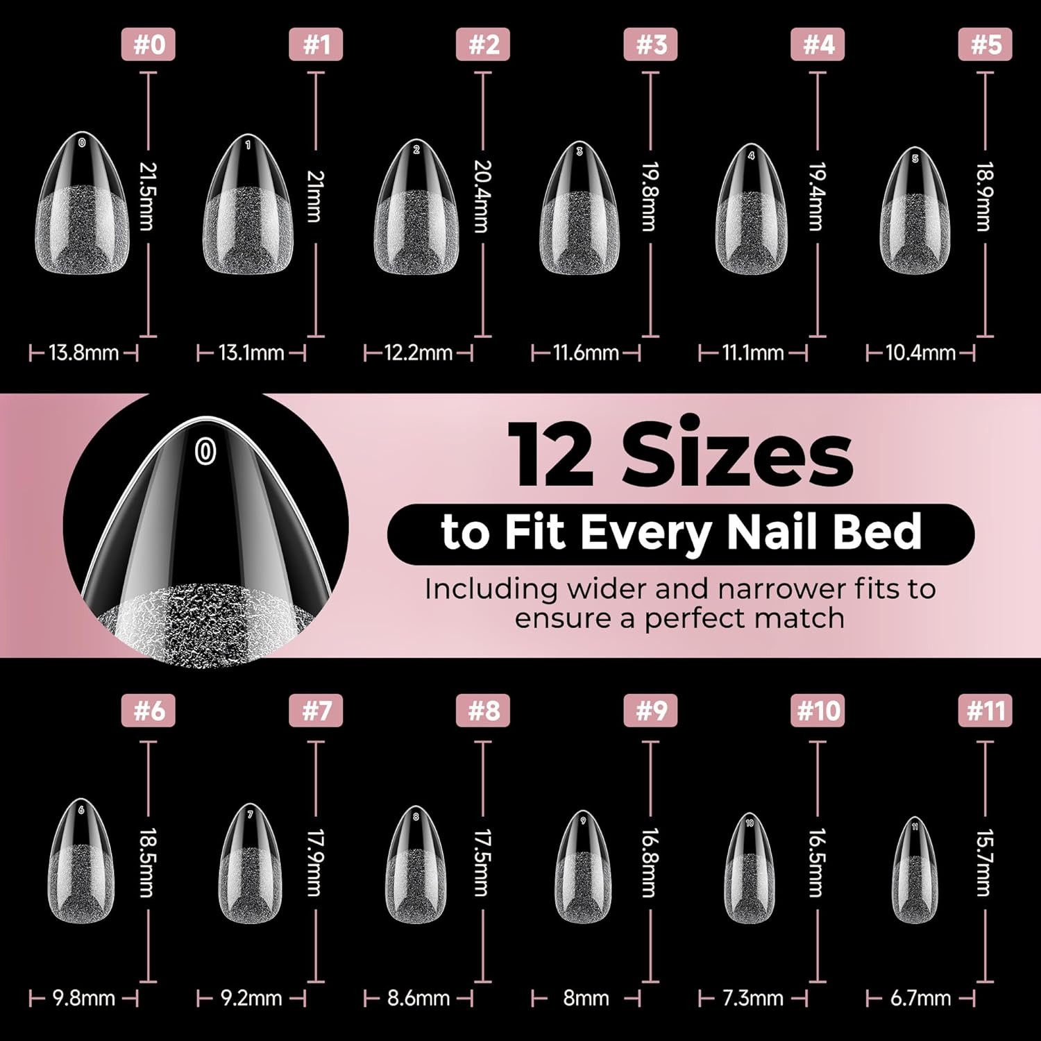 Short Almond Nail Tips, 240Pcs Soft Nail Gel Tips Pre-Shaped Acrylic Fake Nails,