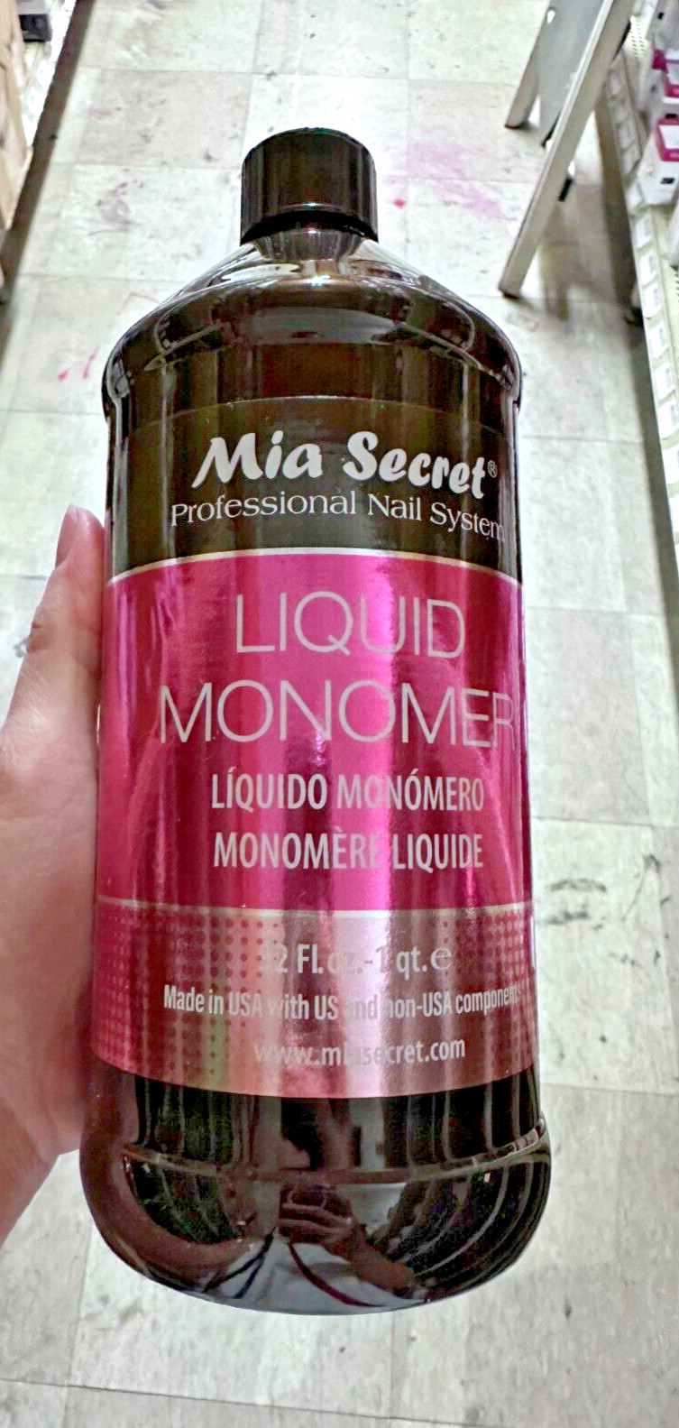 MIA SECRET LIQUID MONOMER – PROFESSIONAL ACRYLIC NAIL SYSTEM MADE IN USA – 32 OZ