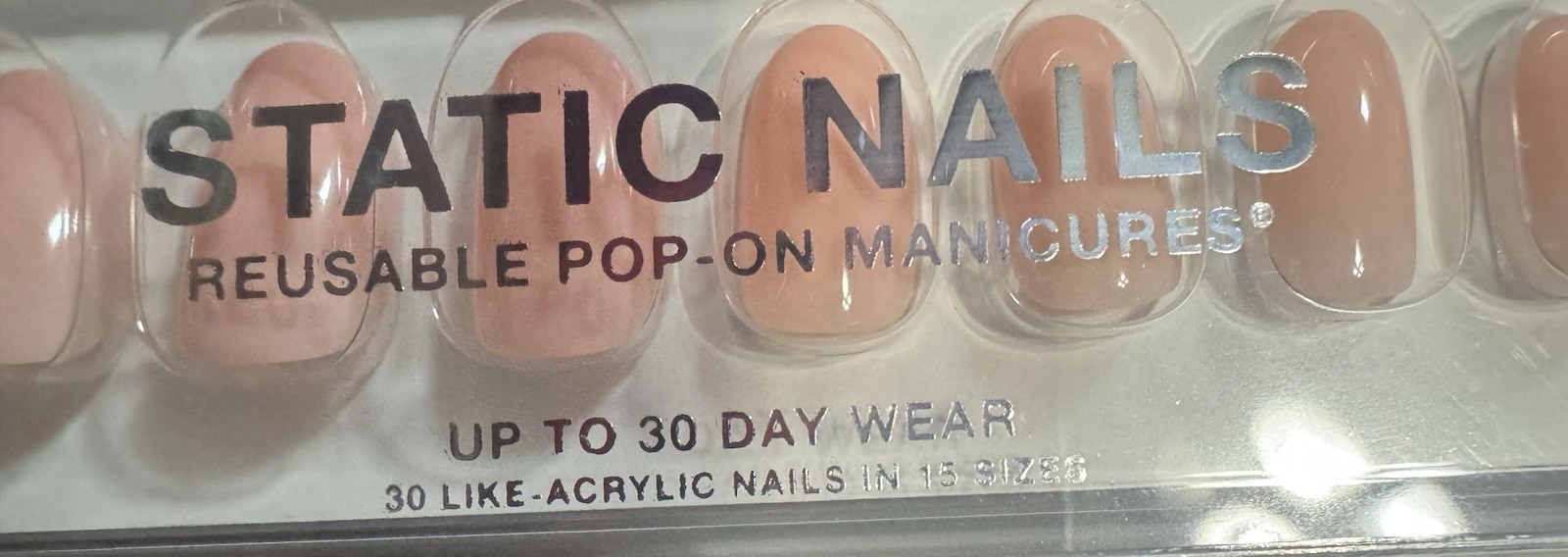 Lot Of 2 Static Nails Pop On Oval Almond Press On Acrylic Like 30 Day Reusable