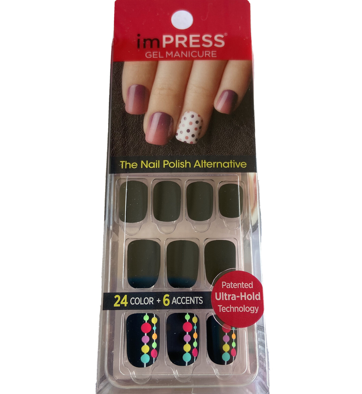NEW Kiss Nails Impress Press Manicure Short Gel Matte Black Blue Purple Green 1
