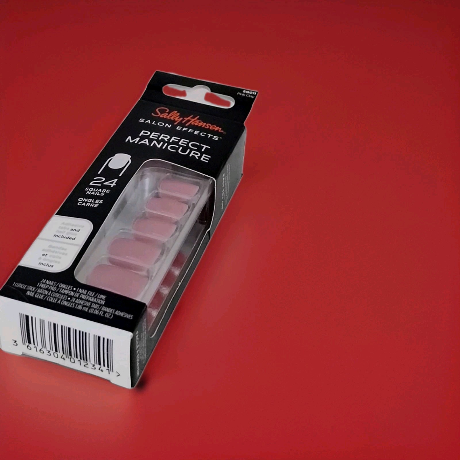 Sally Hansen SALON EFFECTS PERFECT MANICURE 24 SQUARE Press On Nails PINK CLAY