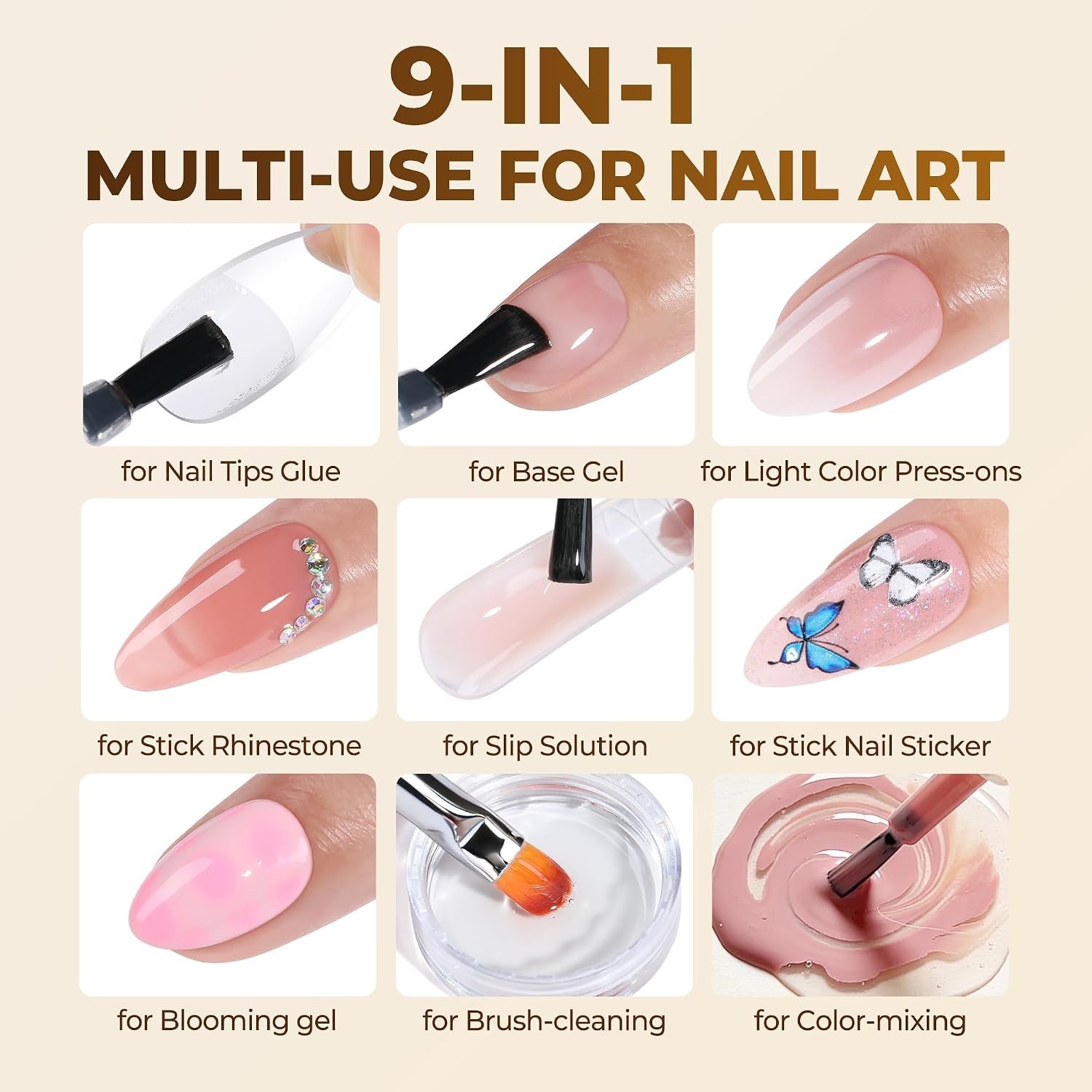 Gel Nail Glue 10ml Brush On Super Hold for Gel Nails Tips